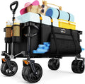 Collapsible Wagon Cart Heavy Duty Foldable, Folding Beach Wagon with Big Wheels for Sand, Utility