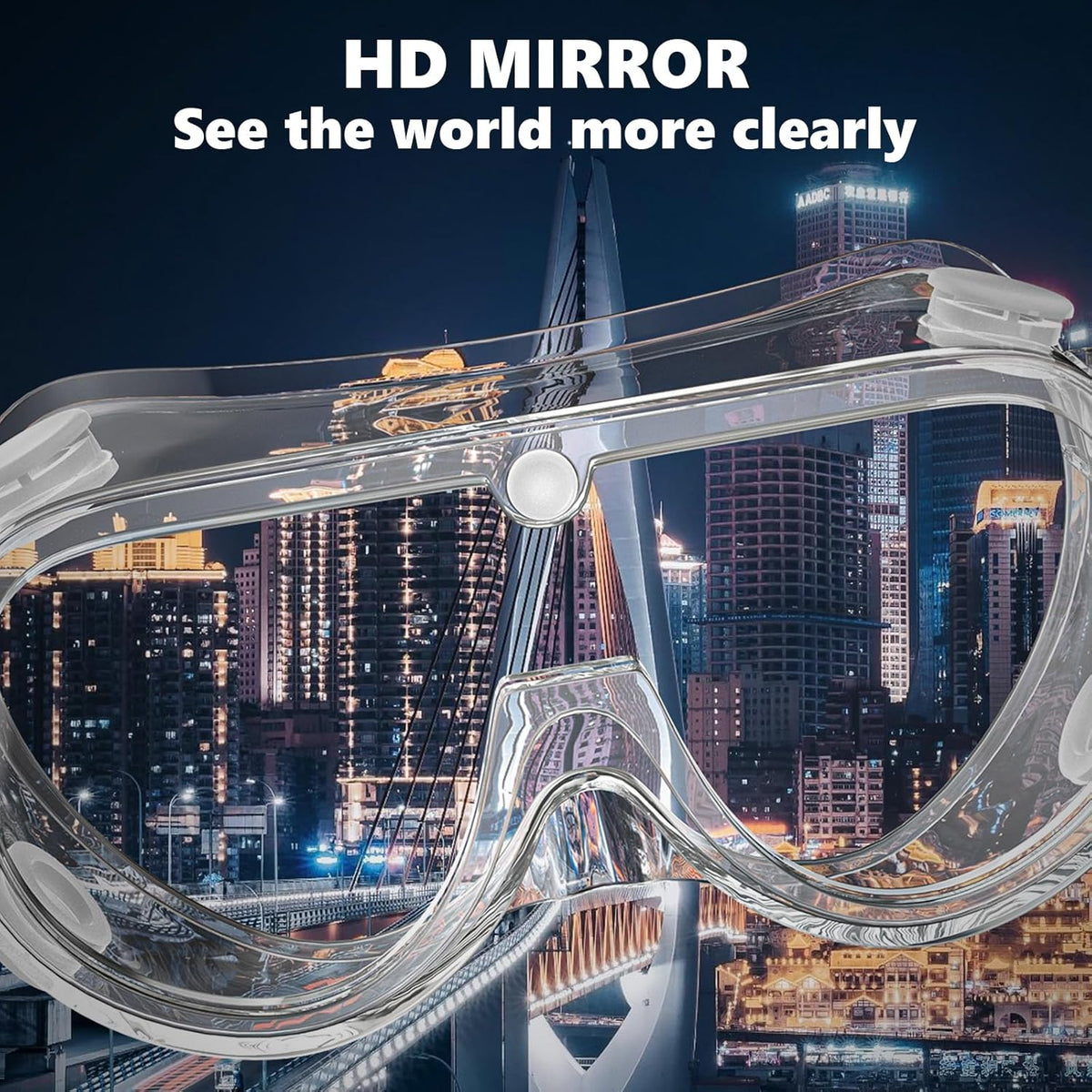Super More Anti-Fog Protective Safety Goggles Clear Lens Wide-Vision Adjustable Chemical Splash Eye