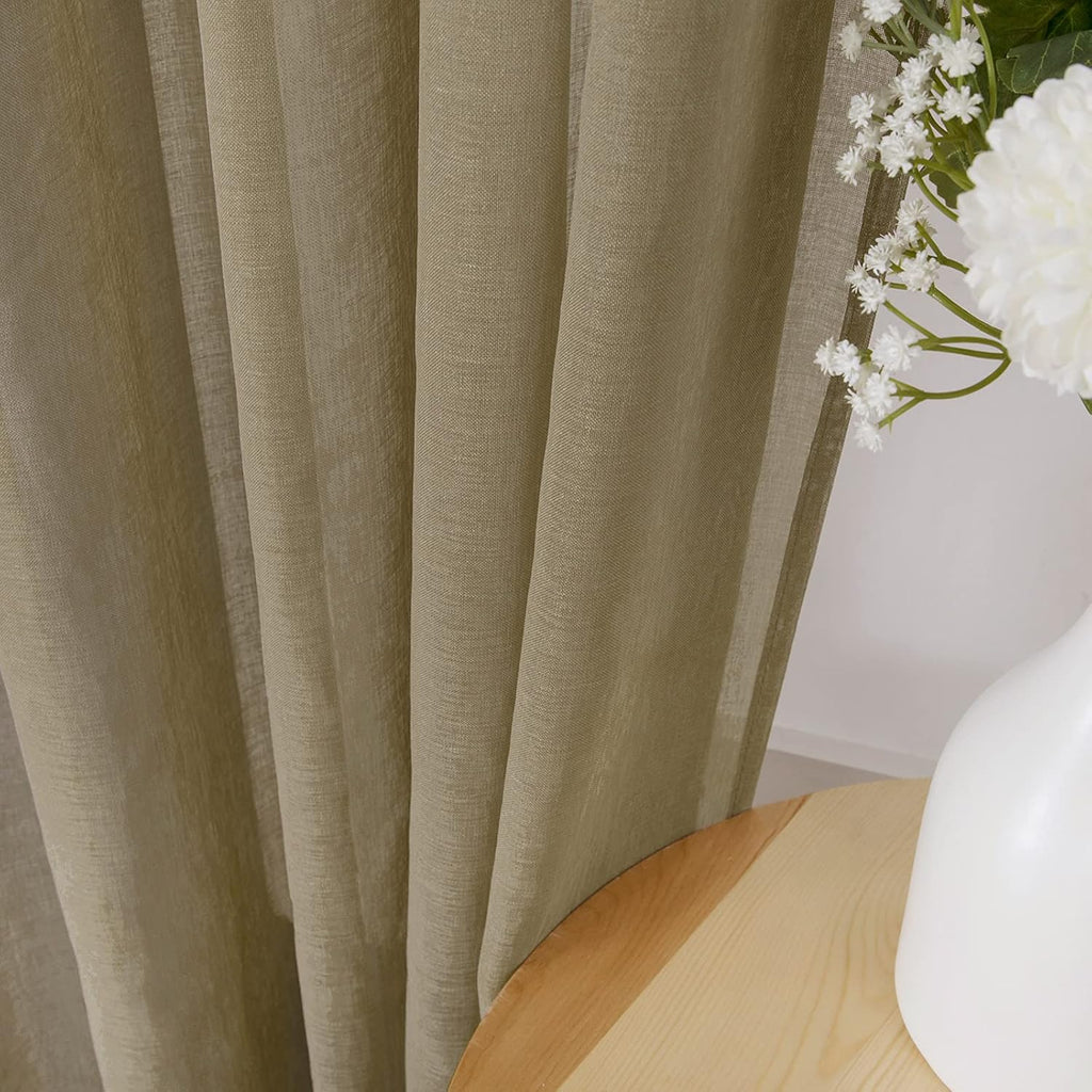 Tollpiz Sheer Tier Curtains Kitchen Linen Textured Half Curtain Sheers Light Filtering Rod Pocket