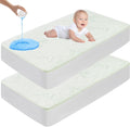GOONIK 2 Pack Waterproof Crib Mattress Protector, Bamboo Viscose Breathable Crib Mattress Pad Cover