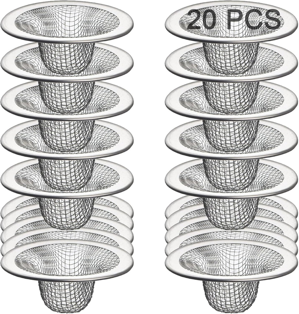 20Pcs Bathroom Sink Drain Strainer Screen Mesh, 2.75'' Stainless Steel Slop Basket Filter Trap Sink