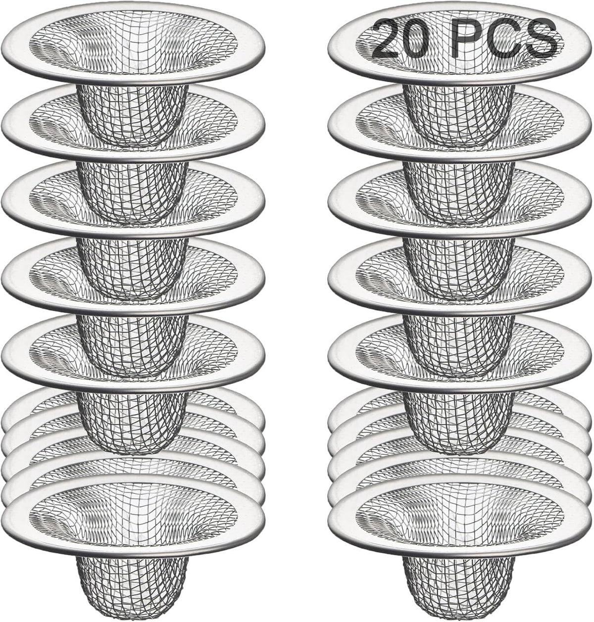20Pcs Bathroom Sink Drain Strainer Screen Mesh, 2.75'' Stainless Steel Slop Basket Filter Trap Sink