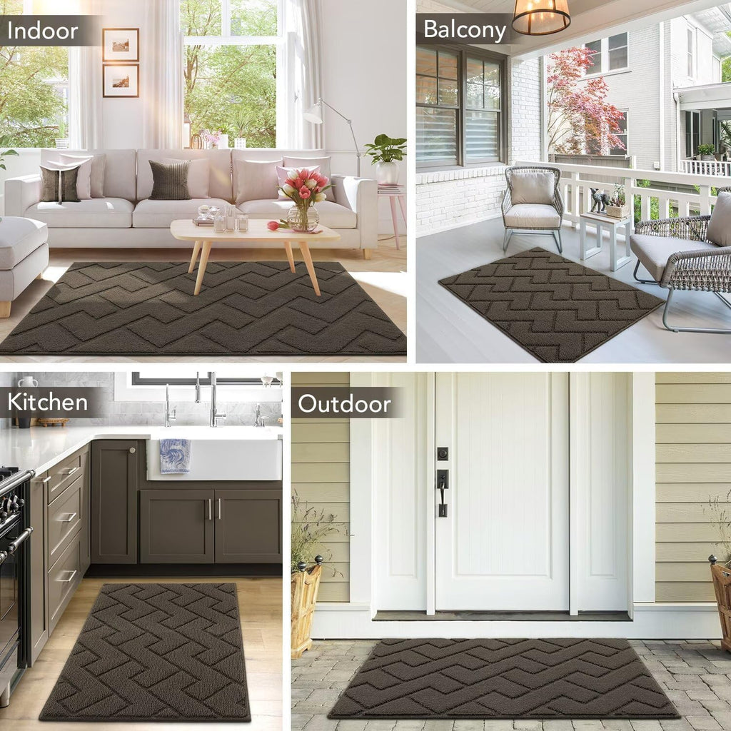 hicorfe Front Door Mat Outside Entrance,24"x35" Absorbent Muddy Dirt Resist Welcome Door Mats