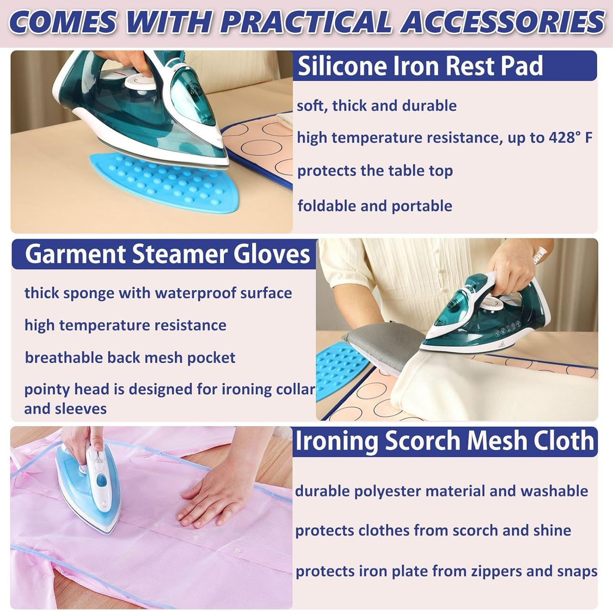 Portable Ironing Mat for Table Top Iron Pad for Countertop Thick Ironing Blanket Over The Door