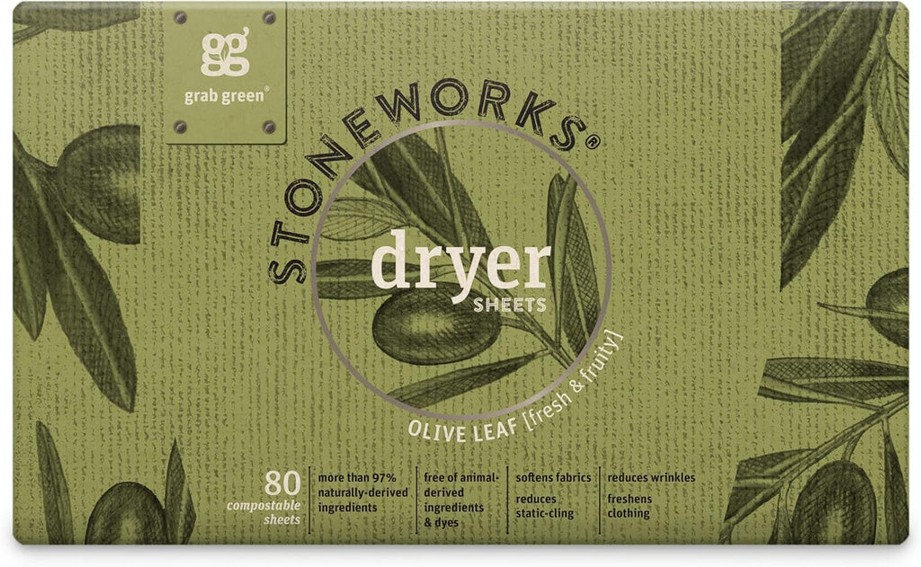 Grab Green Stoneworks Laundry Detergent Pods and Dryer Sheet Bundle, 50 Count Pods and 80 Dryer