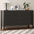 Dresser for Bedroom with 6 Drawers,47" Wide Oak Dresser with 4 Solid Wood Legs, Wooden TV