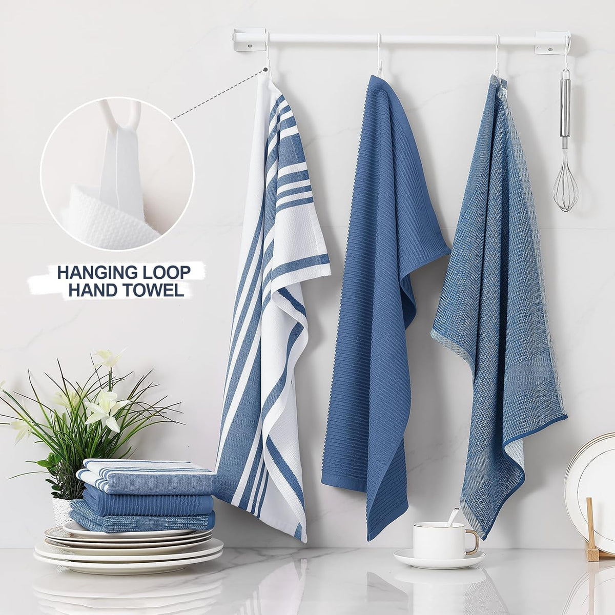 Homaxy Premium Kitchen Towels(18”x 28”, 9 Pack), Large Cotton 380 GSM Kitchen Hand Towels, Soft and