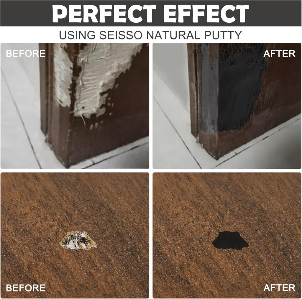 SEISSO Wood Putty, Black Wood Filler Paintable, Wood Putty Outdoor Waterproof, Wood Repair Putty
