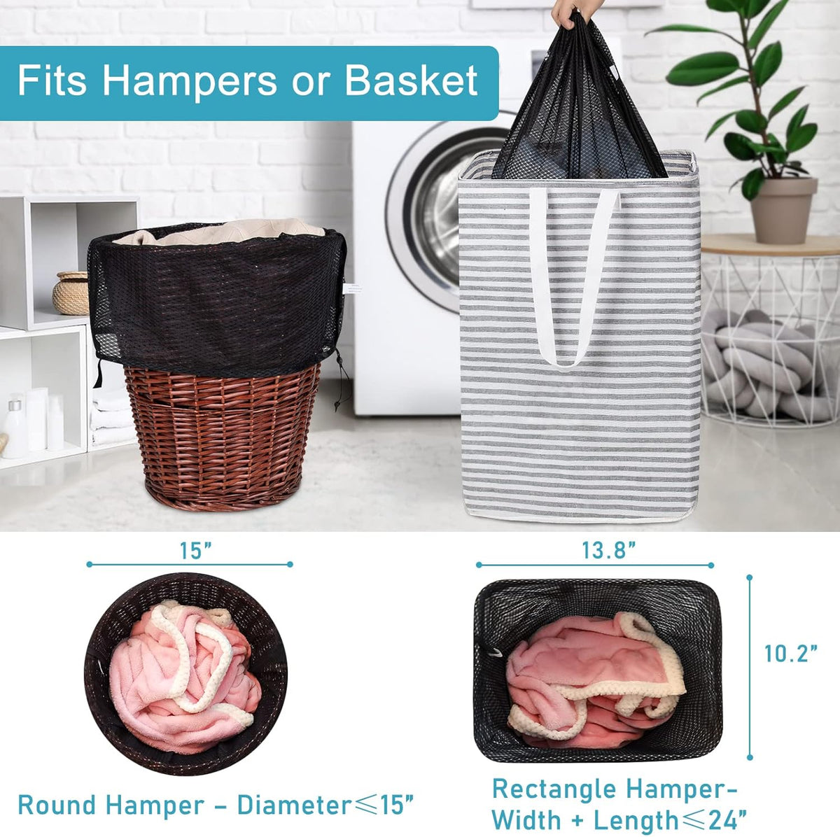 Polecasa Diamond Mesh Laundry Bags, 24 x 36 inches Heavy Duty Mesh Laundry Bag with ID Tag and