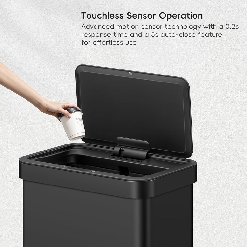 EKO Nova Sensor Trash Can, 21 Gallon/80 Liter Stainless Steel Rectangular Touchless Motion Sensor