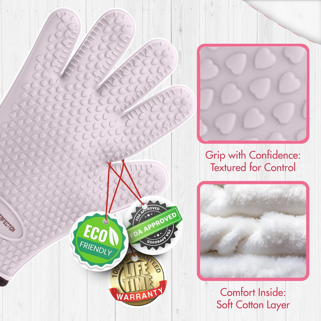 KITCHEN PERFECTION S Silicone Smoker Oven Gloves for Women -Extreme Heat Resistant BBQ Gloves