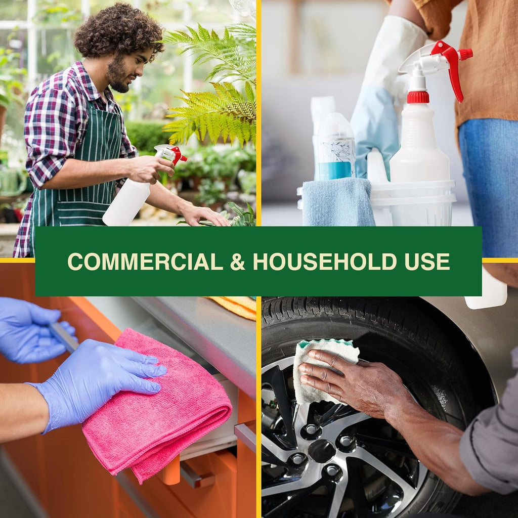 Heavy Duty 32oz Plastic Spray Bottles for Cleaning - Large Empty Industrial Bottles for Gardening