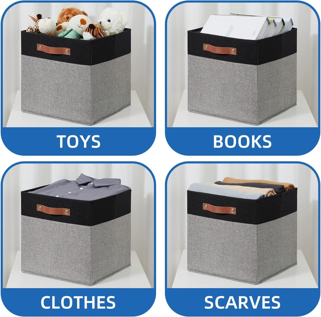 Temary 13 x 13 Storage Cubes Foldable Storage Cubes 4 Pack Canvas Storage Bin for Home, Square