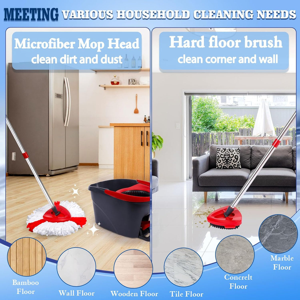 4 Pack Spin Mop Replacements Head Compatible for EasyWring 1-Tank System,Microfiber Spin Mop