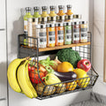 Magnetic Shelf for Fridge with Wood Lid, Fruit Potato and Onion Storage Bins, Pantry Organizers and