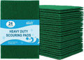 HOMEXCEL Heavy Duty Scouring Pad, 24 Pack Green Scrubbing Pads, Dish Scrubber Reusable for