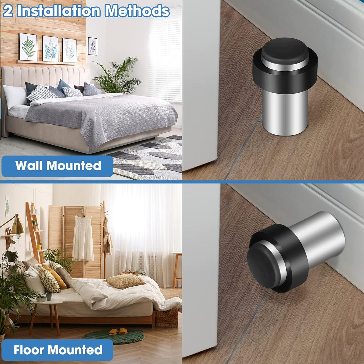 Chumia 10 Pcs Door Stopper Mounted Floor Stops Stainless Steel Cylindrical Stopper Modern