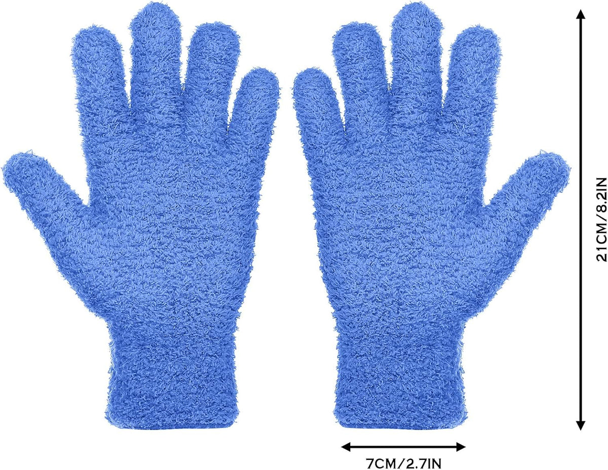 Patelai Microfiber Gloves for Plants Dusting Cleaning Glove Mittens, Navy Blue, 4 Count