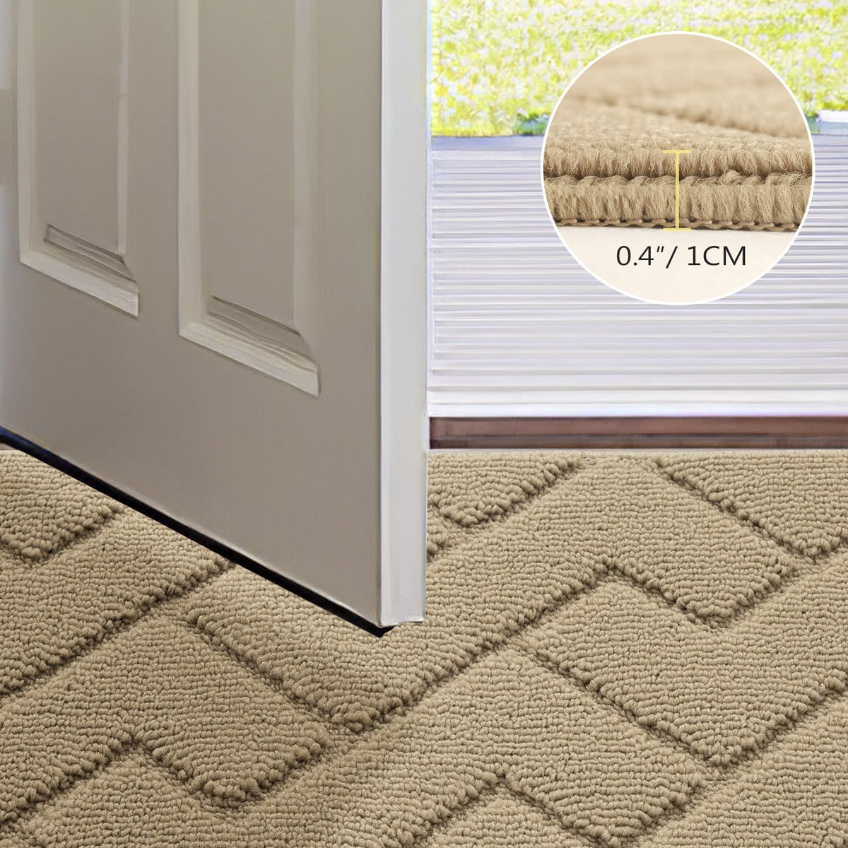 hicorfe Front Door Mat Outside Entrance,24"x35" Absorbent Muddy Dirt Resist Welcome Door Mats