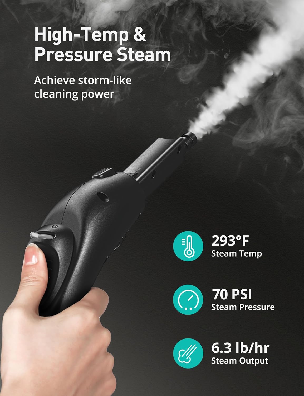 Steam Cleaner, 293°F 58 PSI Powerful Multipurpose Handheld Steam Mop for Home Use, 21 Attachments
