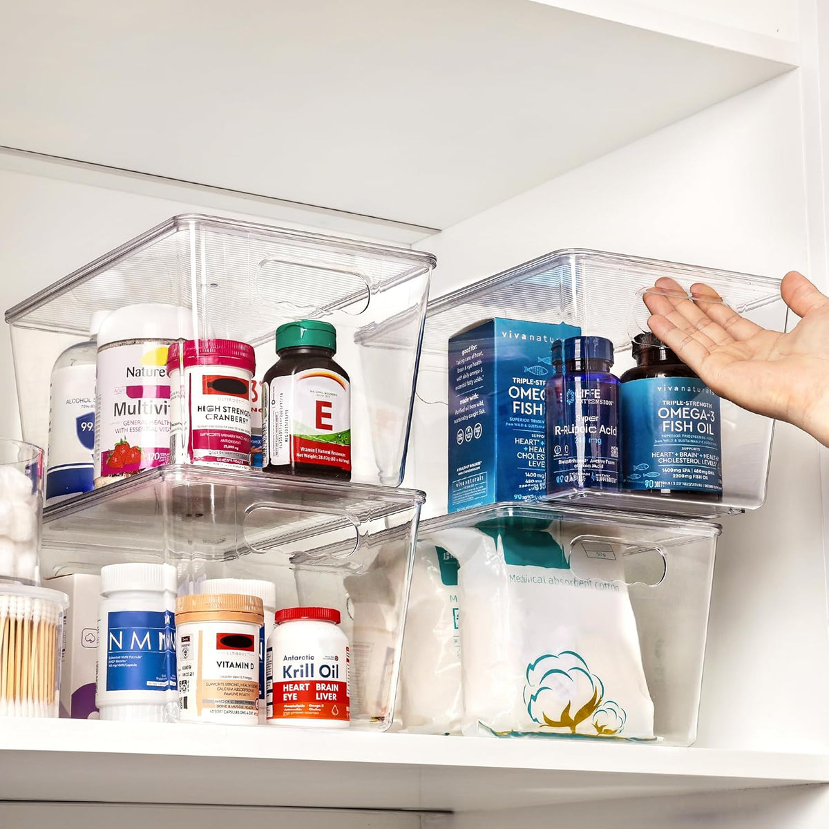 Vtopmart 8 Pack Clear Stackable Storage Bins with Lids, Large Plastic Containers with Handle for