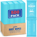 500 Pcs Ultra Thick Soft Large Body Wipes Individually Wrapped(7.87" x 9.45"),Shower Wipes for