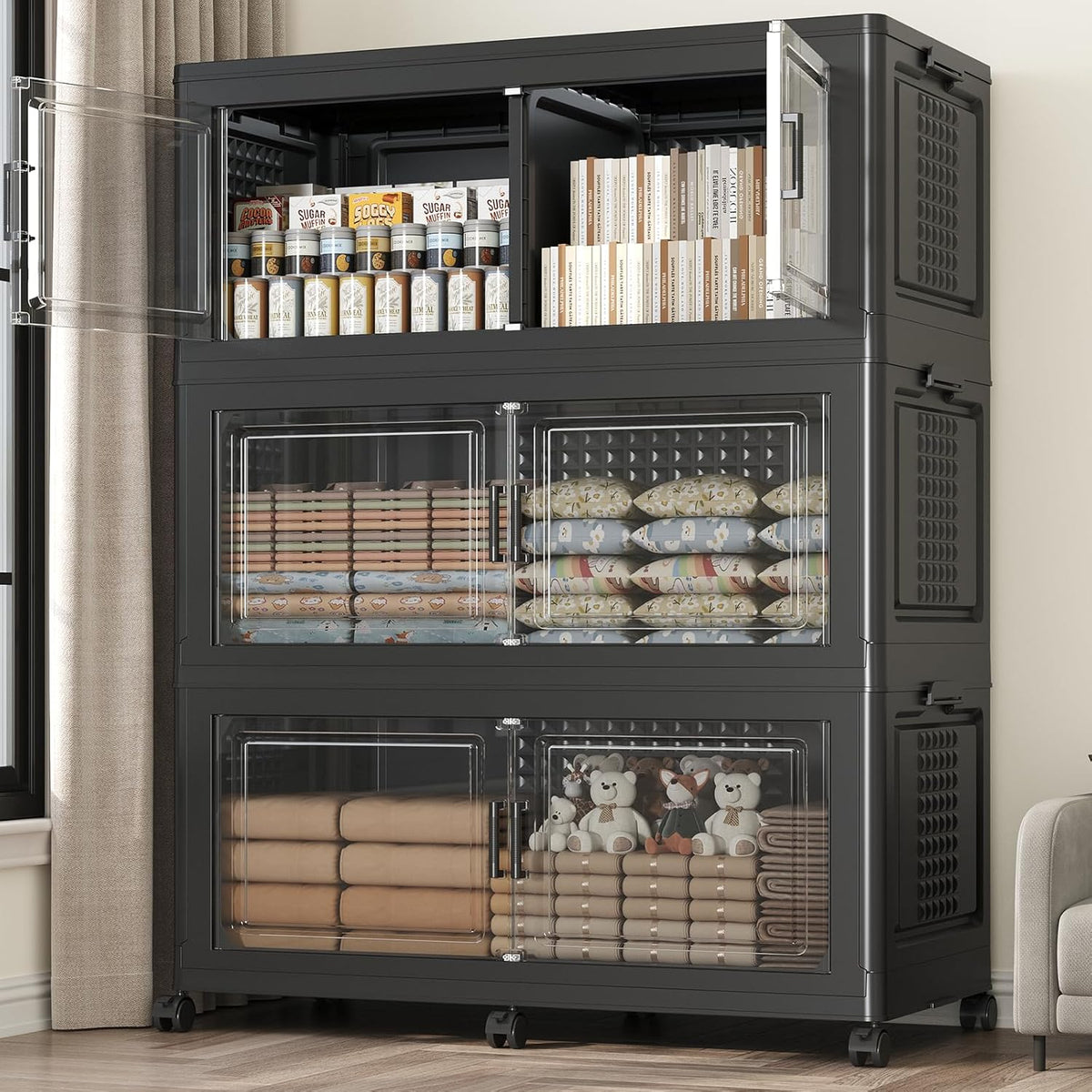 150GAL Extra Large Storage Bins with Lid, 600Qt Stackable Closet Organizers and Drawers