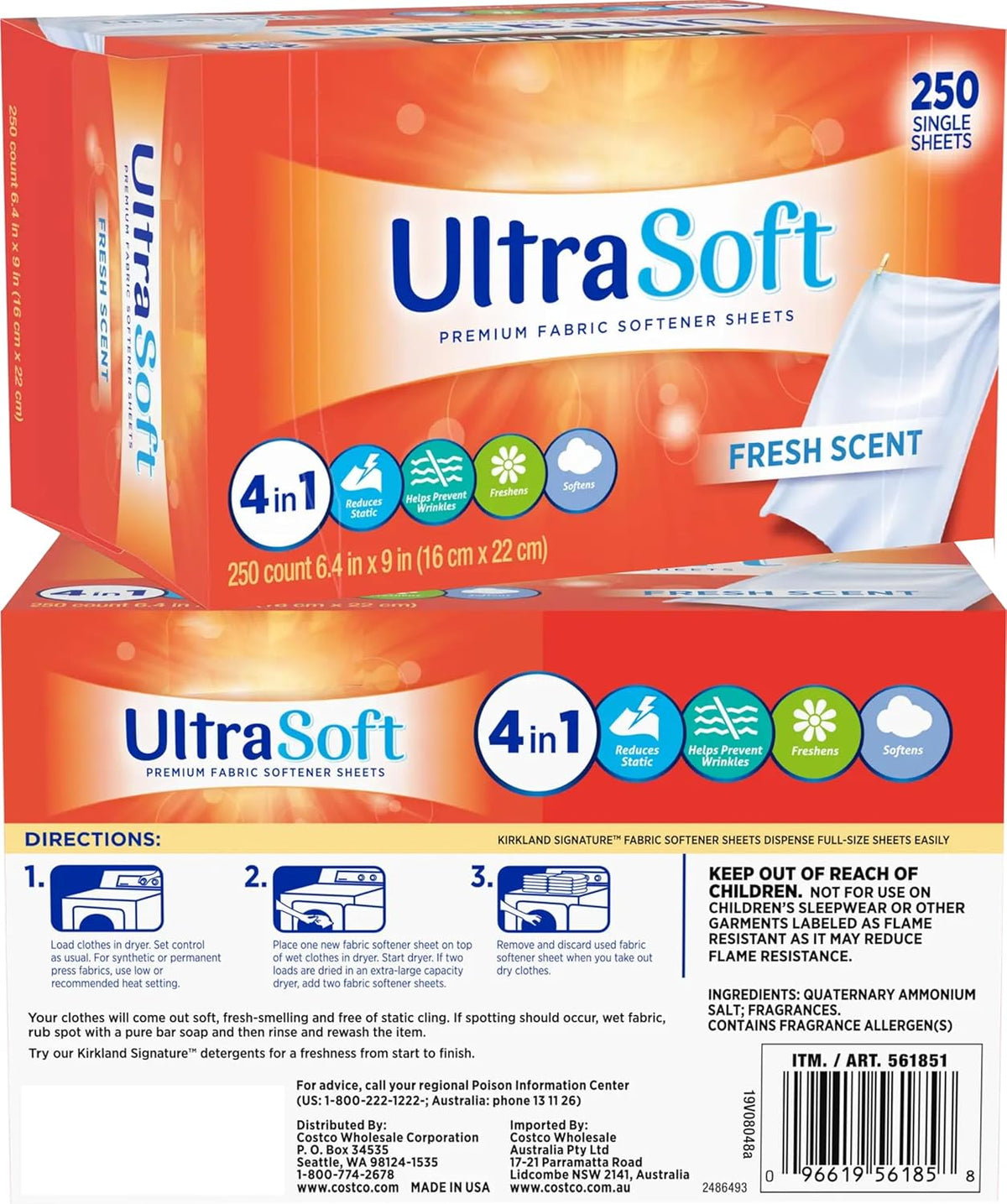 4 in 1 Laundry Dryer Sheets (6.4"x9") 1000 PCS,Household Premium Fabric Softener Fresh Scent,Made