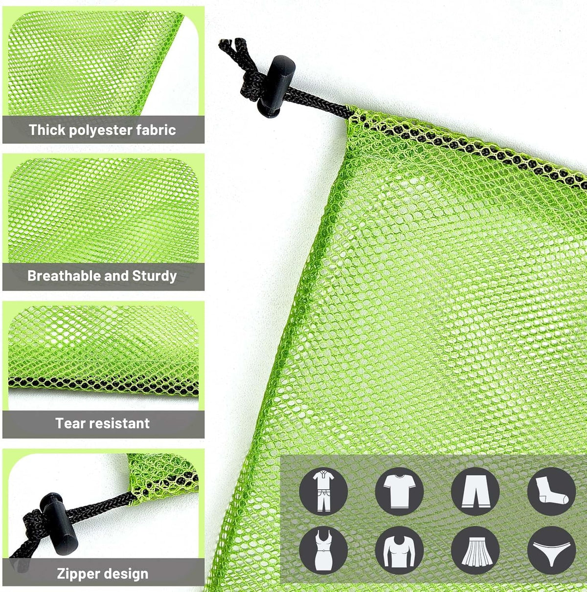 Berlune 12 Pcs Large Laundry Bag Colorful Extra Large Mesh Laundry Bag Bulk with Drawstring Heavy