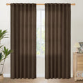 YoungsTex Brown Linen Curtains 84 Inch Length for Living Room, Chocolate Semi Sheer Drapes with