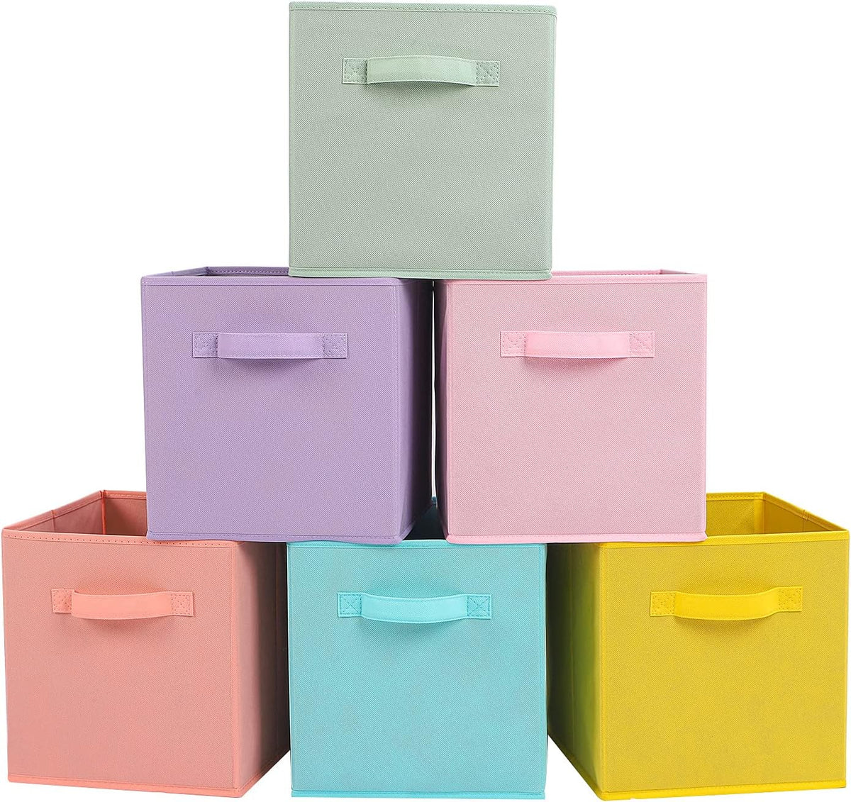 Stero Fabric Storage Bins 6 Pack Fun Colored Durable Storage Cubes with Handles Foldable Cube