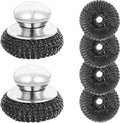 6Pcs Steel Wool Scrubber, Stainless Steel Scrubber with Handle for Cleaning Kitchen and Household