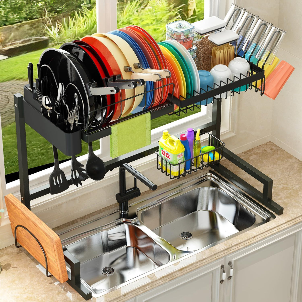 ADBIU 【Fit Sink 24"- 35.6" L 2024 Over The Sink Drying Rack (Expandable Dimension) Snap-On Design 2