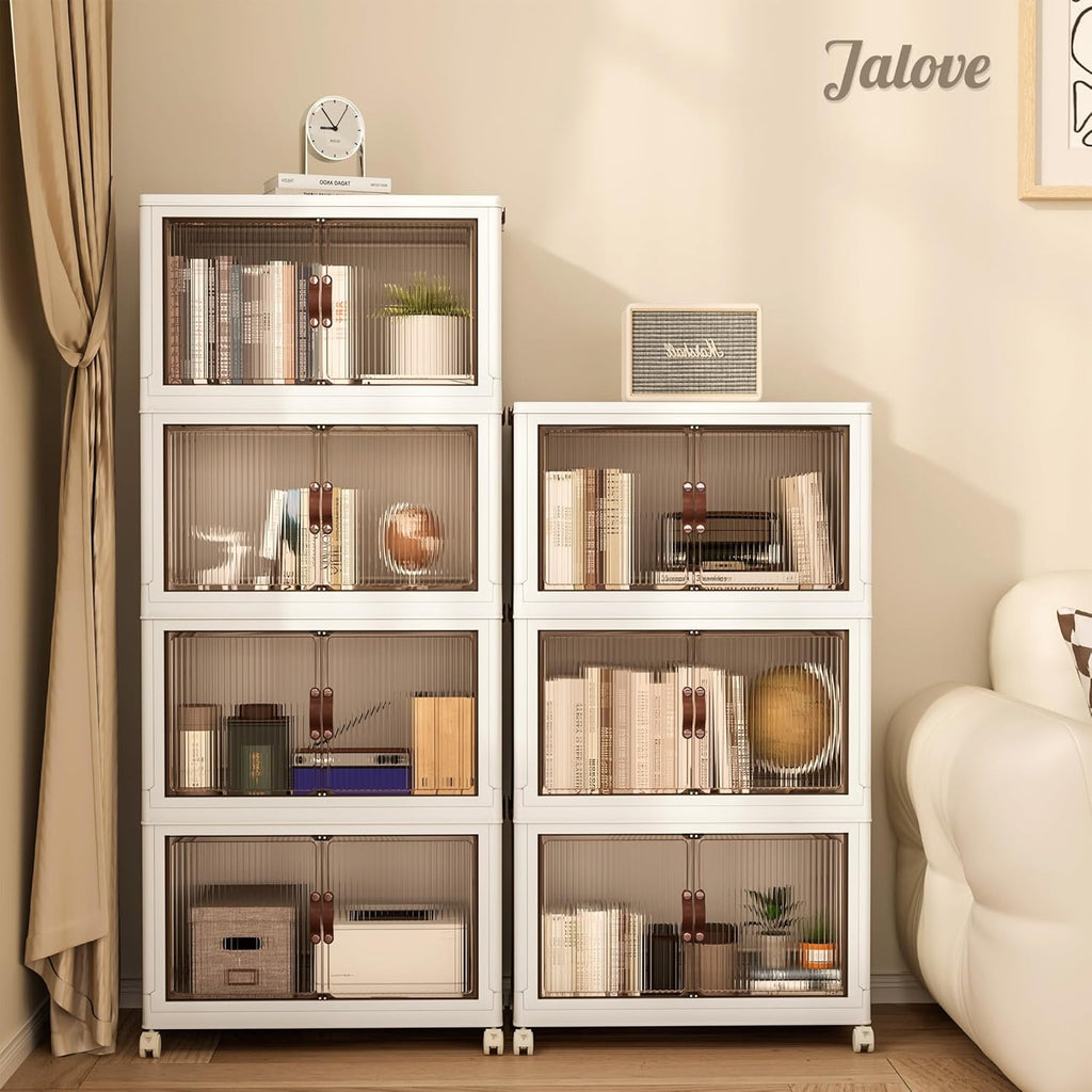 Jalove 50QT Plastic Storage Bins with lids, Stackable Collapsible Storage Containers with Wheels
