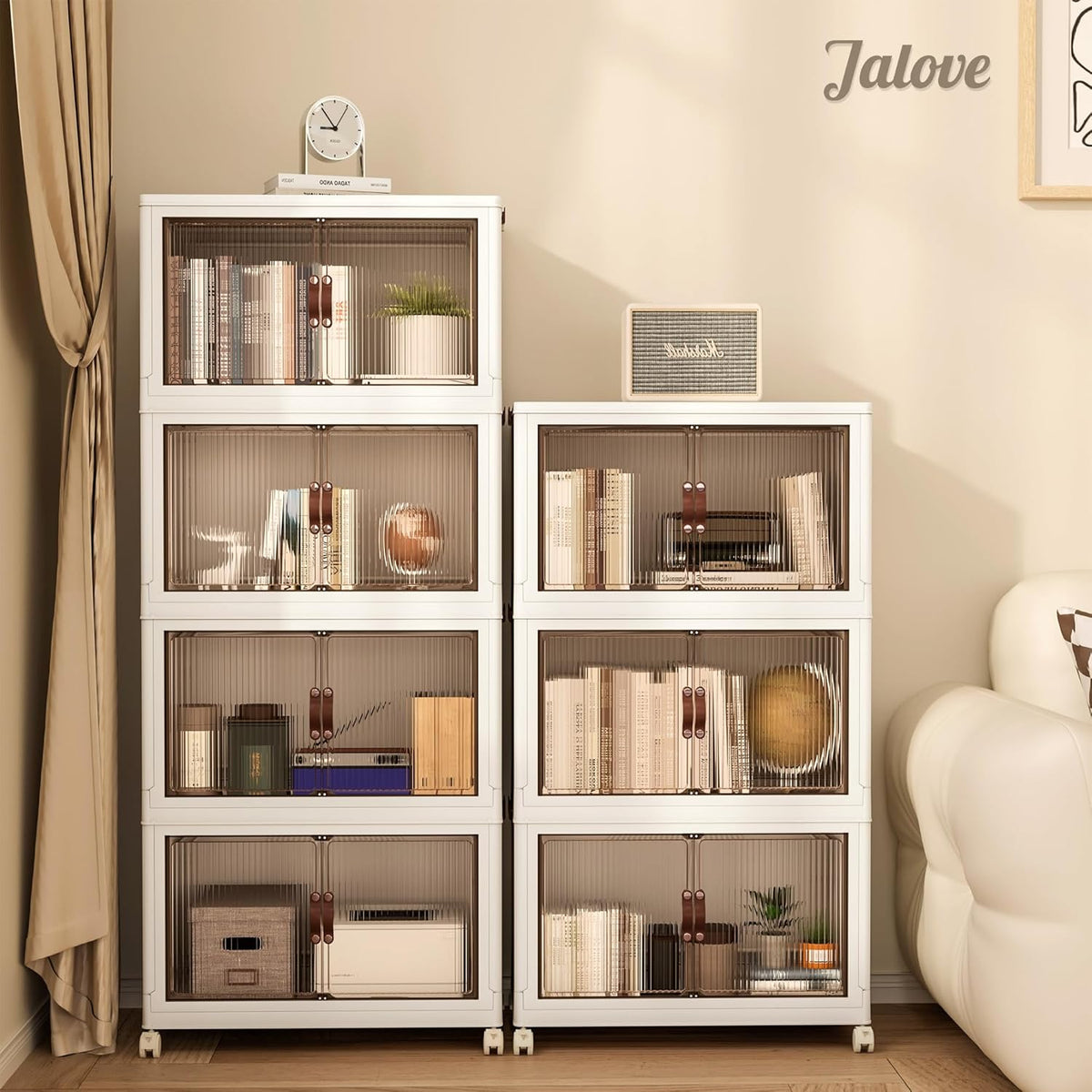 Jalove 50QT Plastic Storage Bins with lids, Stackable Collapsible Storage Containers with Wheels