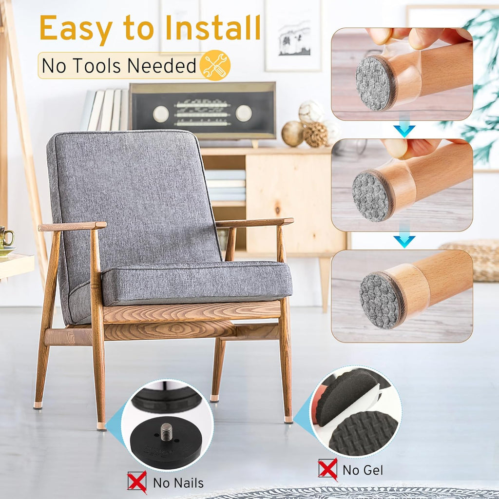 24PCS Extra Small Chair Leg Floor Protectors, Furniture Sliders, Chair Leg Protectors for Hardwood