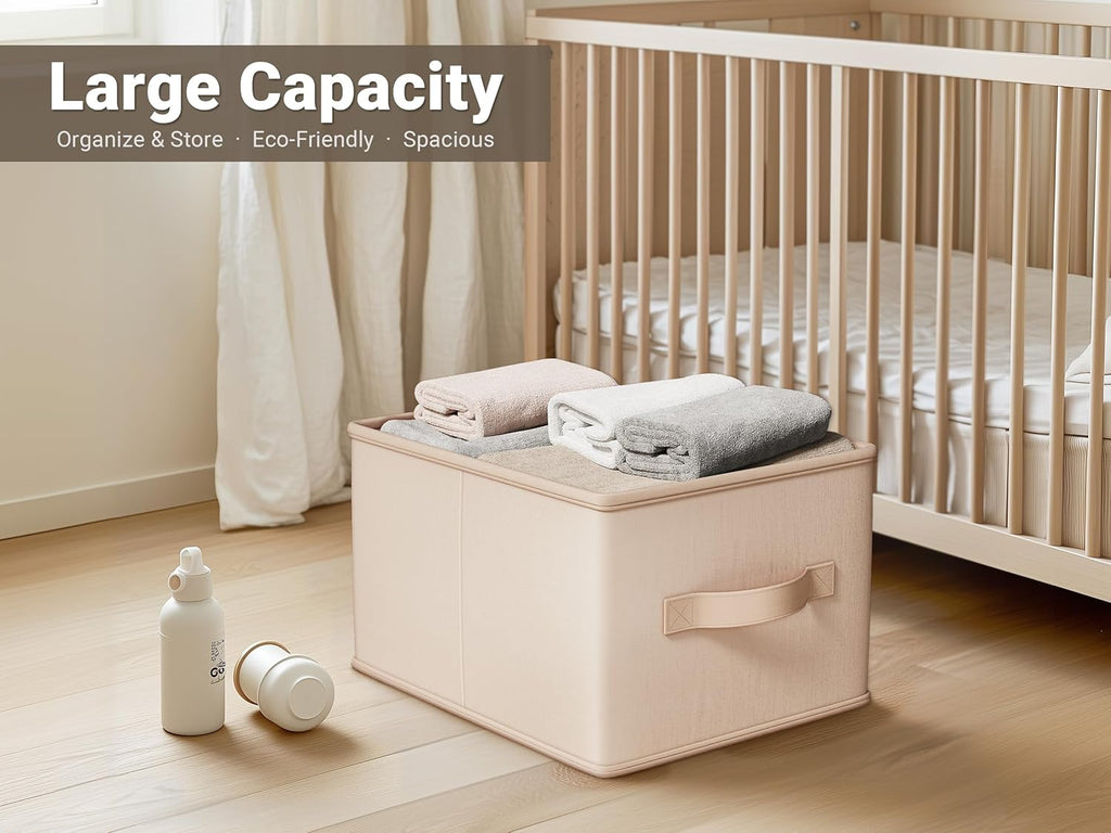 Storage Bins, Fabric Satin Storage Baskets for Shelves, 14.75"L*10.25"W*8.25"H Collapsible Storage