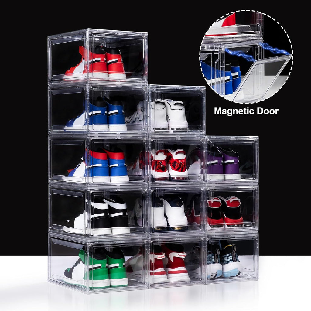3 Pack Acrylic Shoe Boxes, Ultra Clear Shoe Boxes Stackable, Shoe Storage Box Sneaker Storage for
