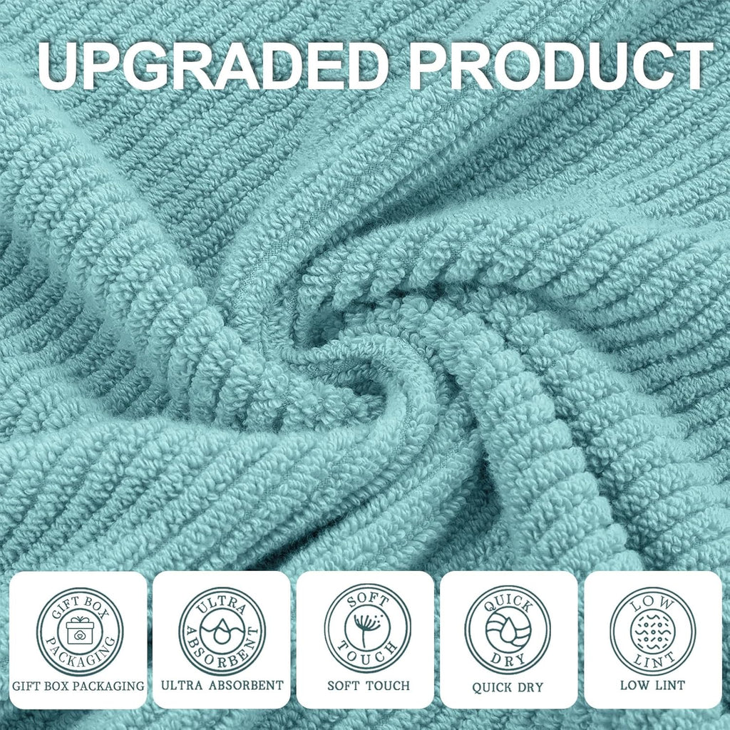 Luxury Bath Towels, 4PC Large 30" x 56" - 100% Cotton | Quick Dry | Hotel Quality | Thick | Soft |
