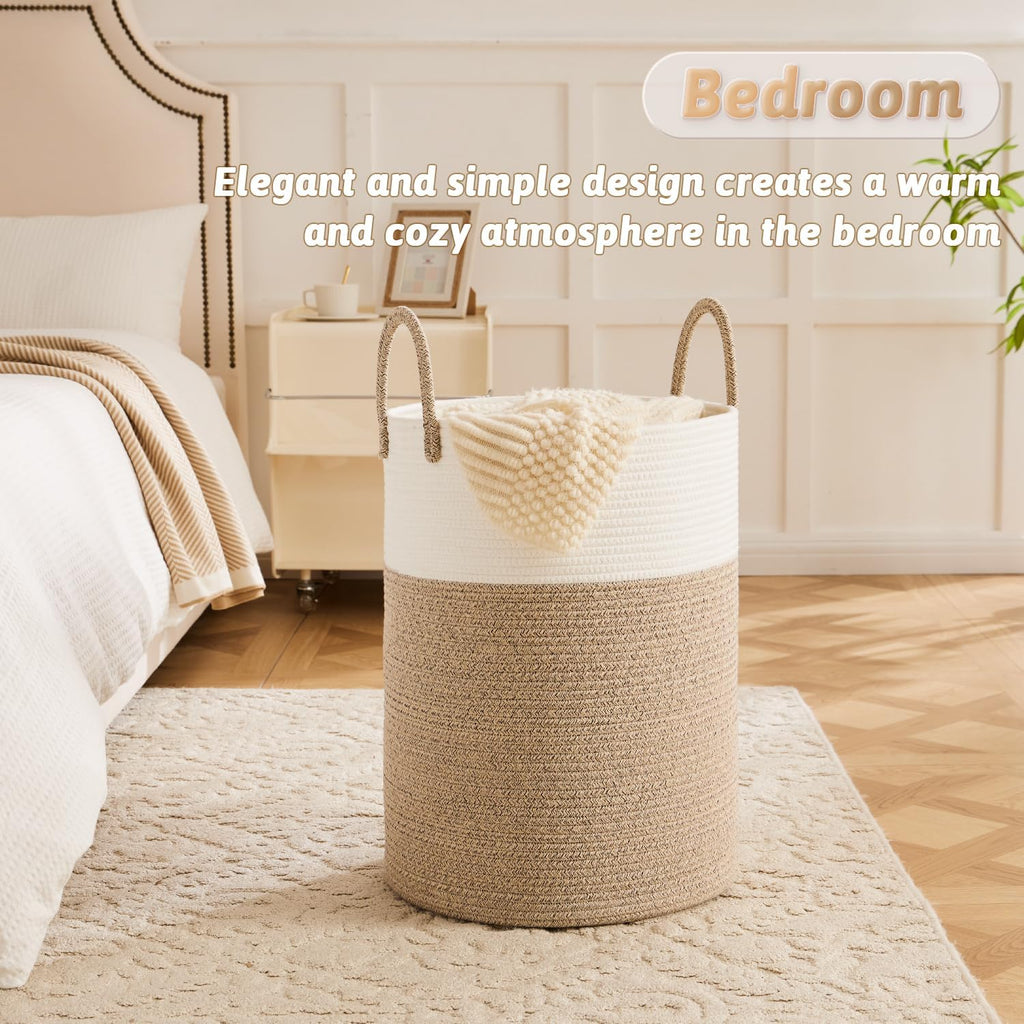 Laundry Basket,Woven Cotton Rope Laundry Hamper,80L for Decorative Storage of Dirty Clothes,Toys