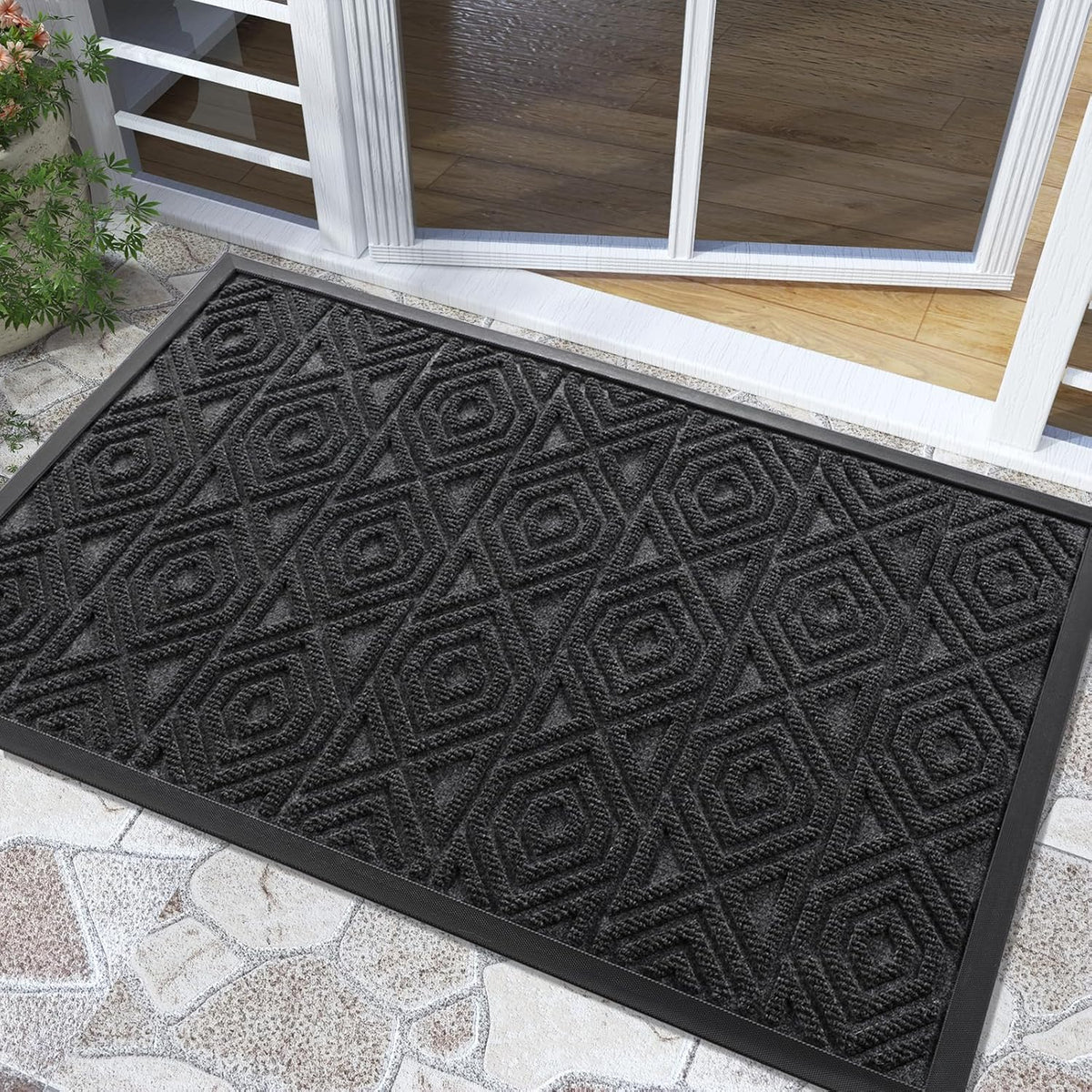 Yimobra Door Mat, Outdoor Indoor Entrance Welcome Mat, Heavy Entry Front Door Mat, Stain & Fade