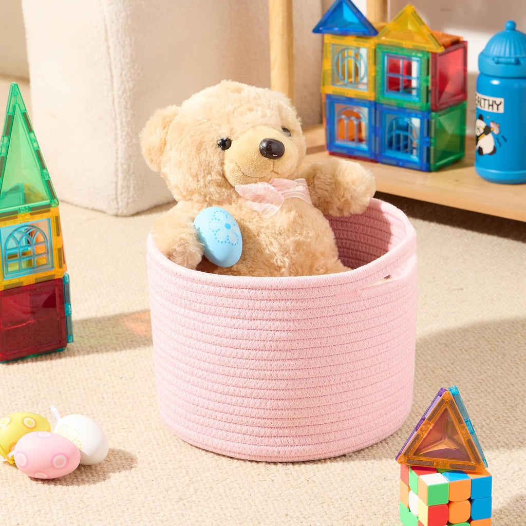Small Basket for Organizing | Cube Shelf Closet Storage Baskets | 9.7×9.7×7.1” | Woven Rope Gift