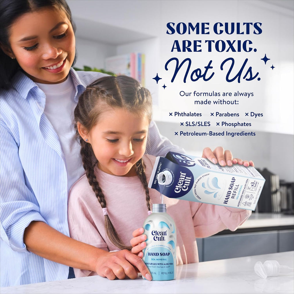Cleancult Liquid Hand Soap Refill - Sea Minerals - Gentle On Sensitive Skin - Made with Aloe Vera &