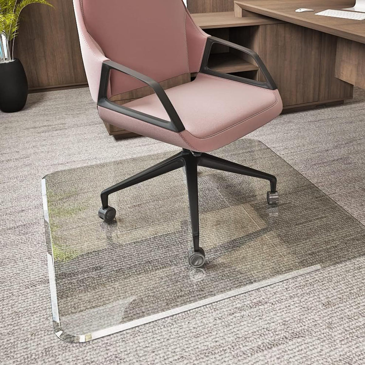 Exclusive Beveled Edge Glass Chair Mat for a Smooth Glide and Easy Roll On/Off by Clearly