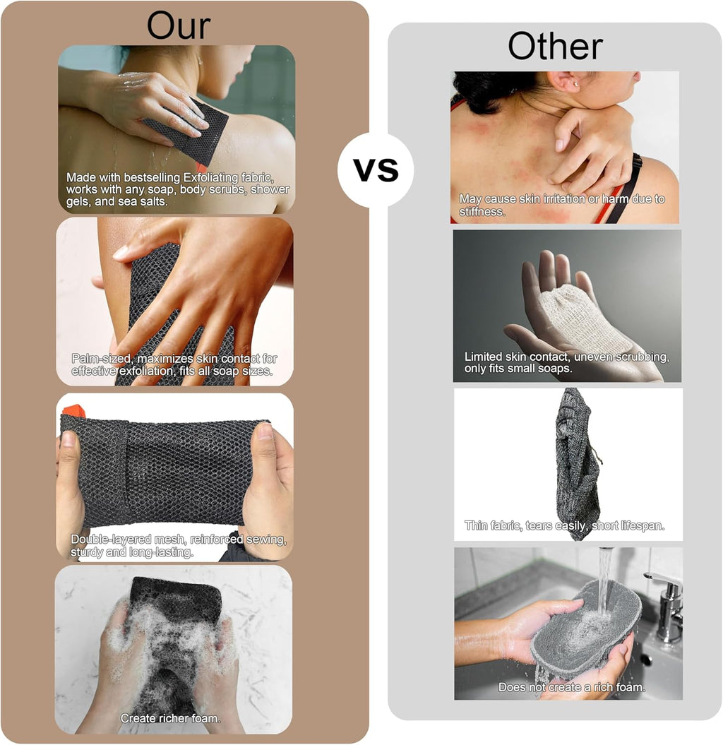 2 Pack Soap Bag Different Roughness Deep and Gentle,Bar Soap Pouch Saver Pocket,Body Scrubber