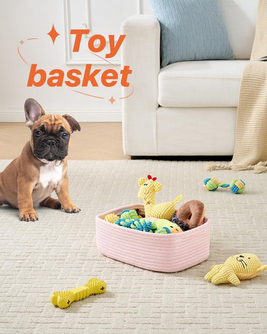 Small Woven Basket, 12 x 8 x 4.5 Inches, Storage Basket for Organizing, Cute Small Rope Shelf