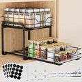 Spice Rack Organizer for Cabinet, 2 Tier Vertical Pull Out Spice Rack – Heavy Duty Metal Spice