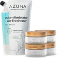 Azuna Air Freshener & Odor Eliminator Gel 4 Room Kit, Includes (4) 8 oz. Empty Luxe Glass Jars & 24