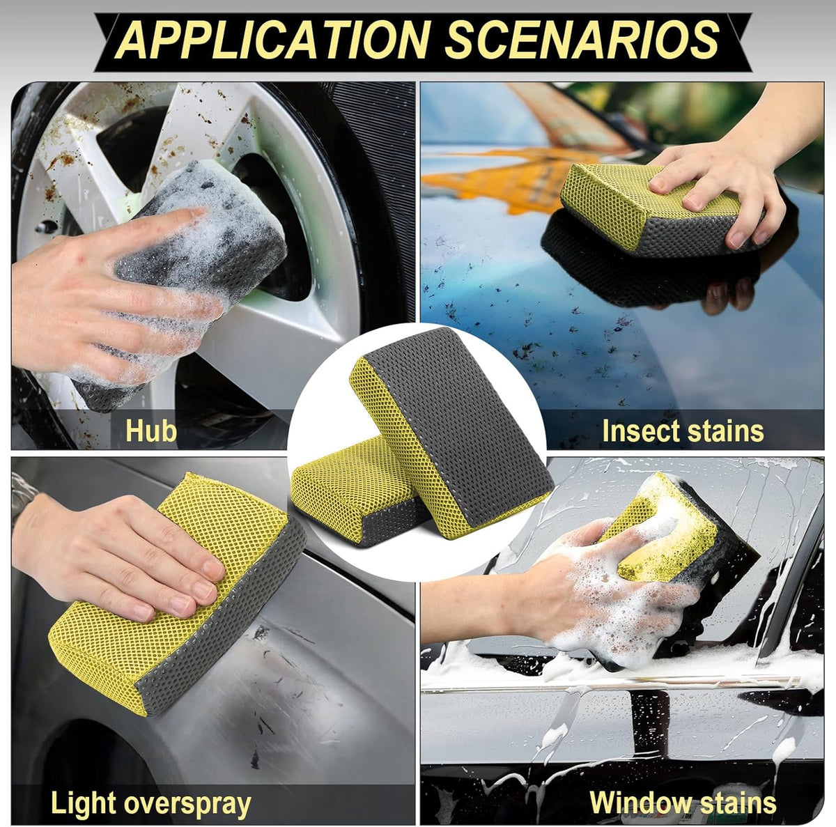 Car Wash Sponge,Dual Sided Car Clay Scrubber for Fast and Effective Removal of Paint,Light