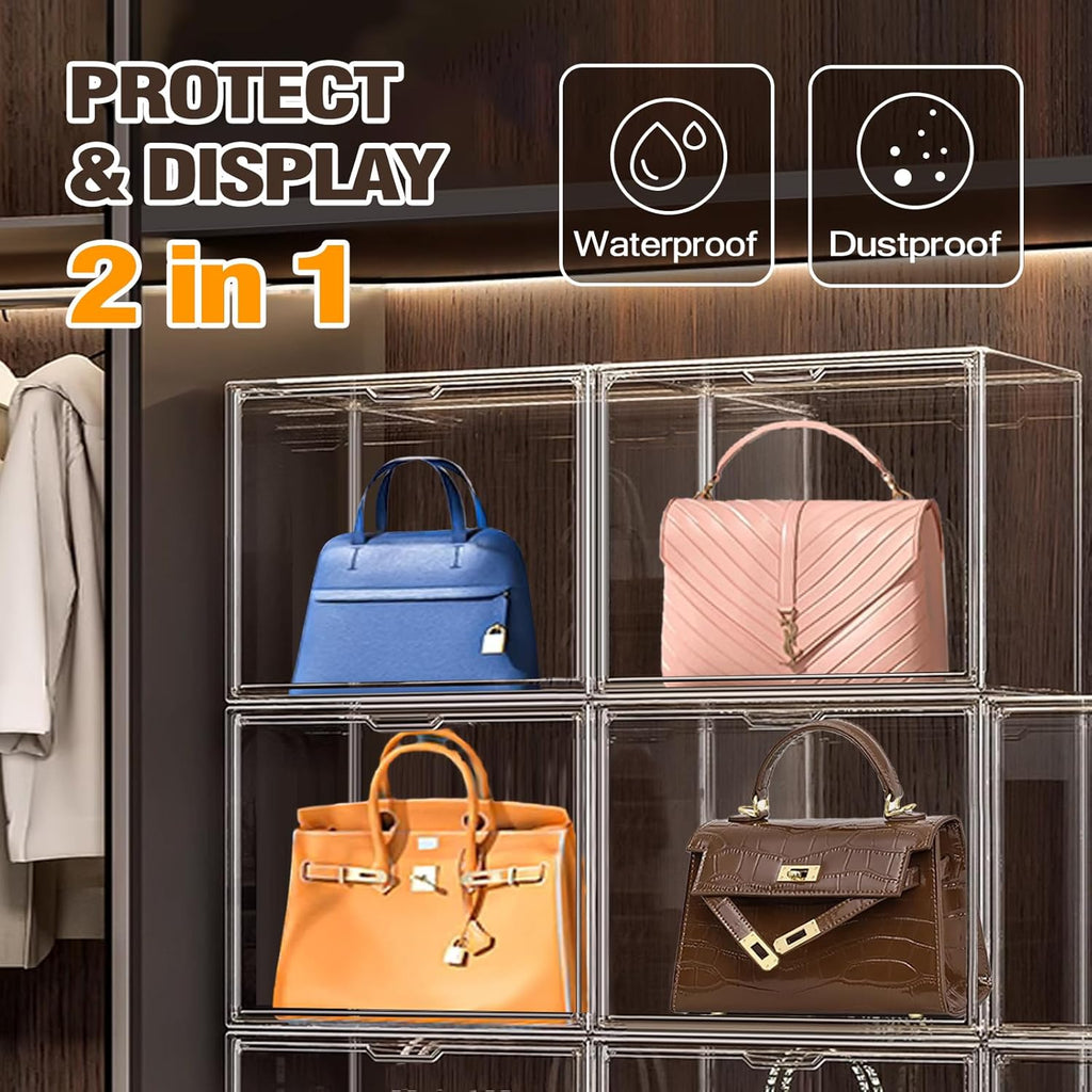 1Pack Clear Stackable Plastic Storage Bins with Magnetic Lid, X-Large Acrylic Display Cases for